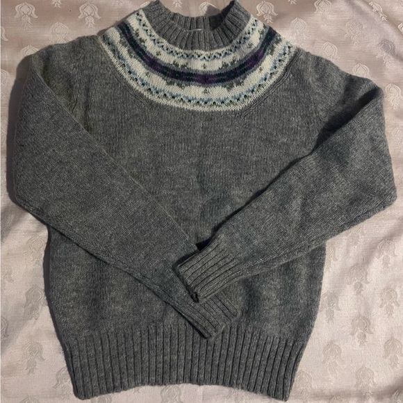 Vintage Shetland Crazy Horse, 100% Wool Gray Sweater Size Small - Picture 2 of 9